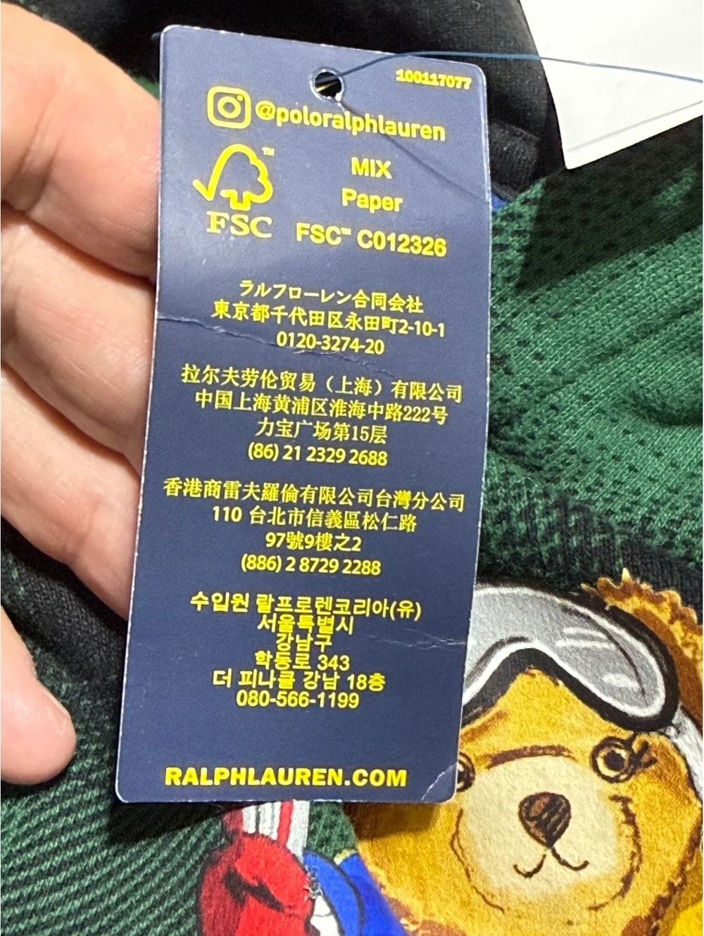 NWT Polo Ralph Lauren Boys Size 4 Green Watch Plaid Skiing Polo Bear Hoodie